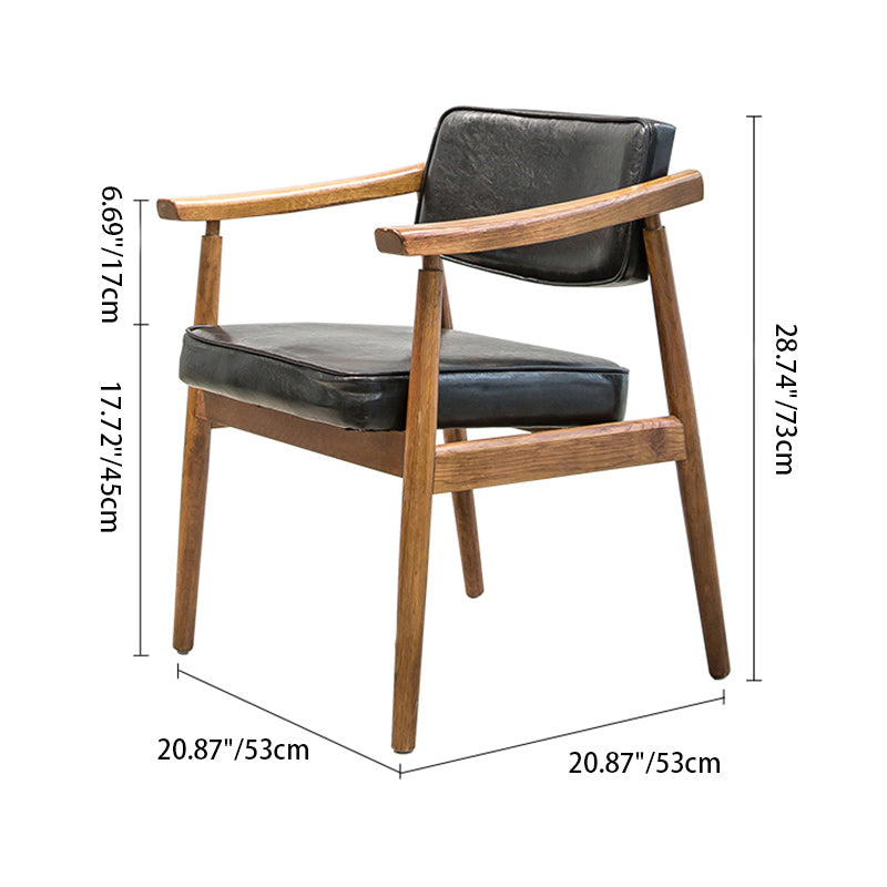 Nordic Leather Oak Dining Chair — Original Wood Color / Green