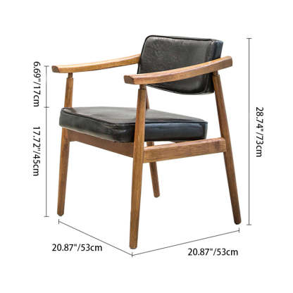 Nordic Leather Oak Dining Chair — Original Wood Color / Green