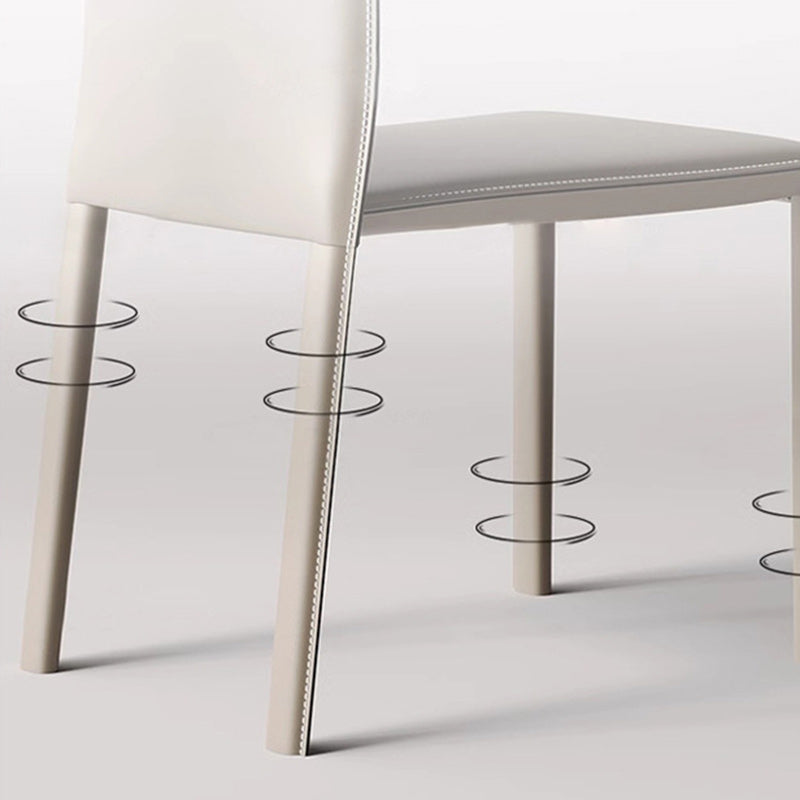 Modern Saddle Leather Carbon Steel Backless Dining Chair