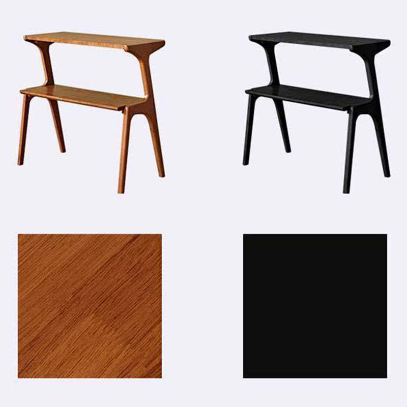 Retro Beech Rubberwood 2-Tier Side Table