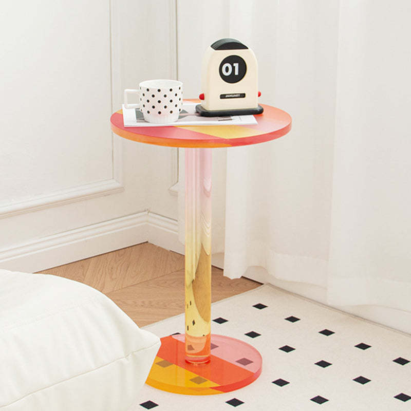Contemporary Marble Acrylic Column End Table