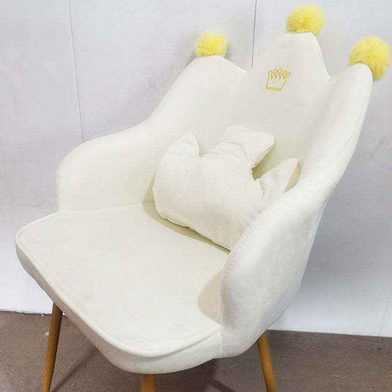 Contemporary Curved Iron Fabric Wood Armchair