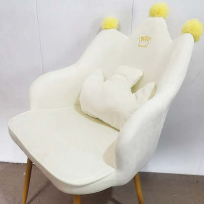 Contemporary Curved Iron Fabric Wood Armchair