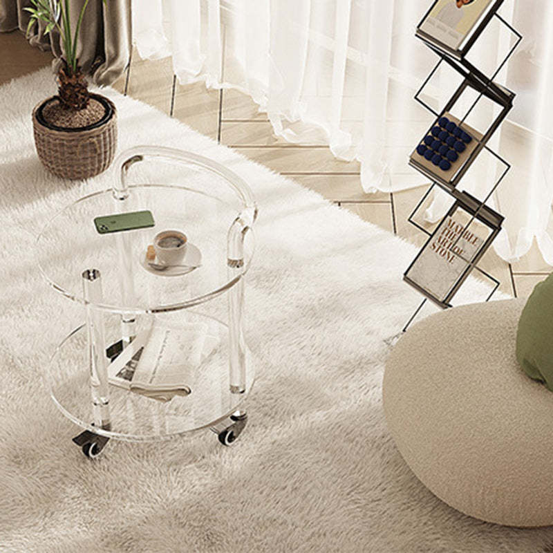 Contemporary Round Acrylic 2-Tier End Table
