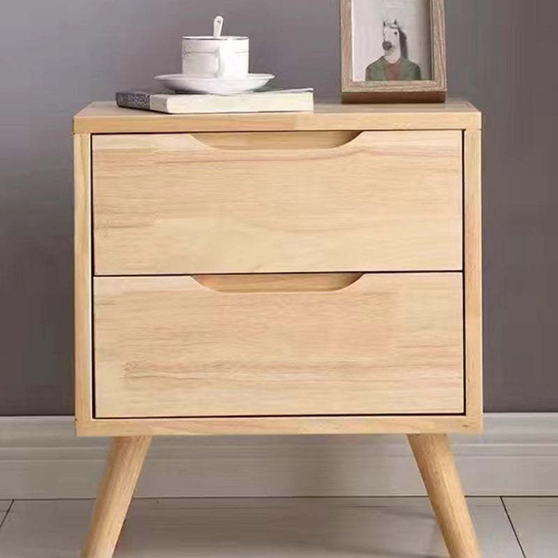 Minimalist Rubberwood Solid Wood Nightstand