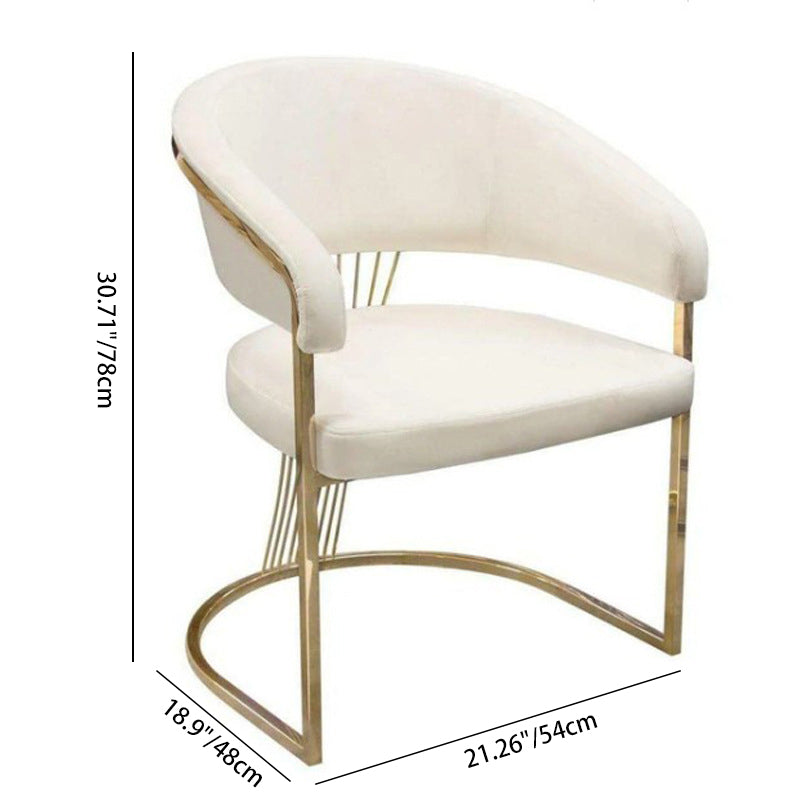 Minimalist Leather Metal Semi-Circular Curved Chair