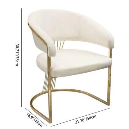 Minimalist Leather Metal Semi-Circular Curved Chair
