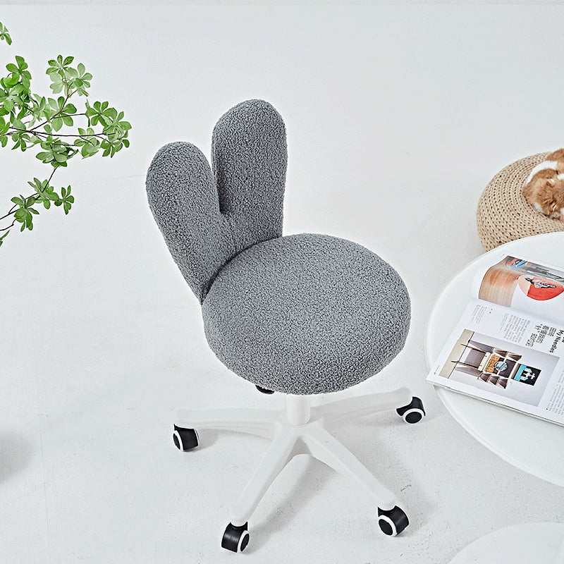 Minimalist Lambswool Metal Vanity Stool — Pink