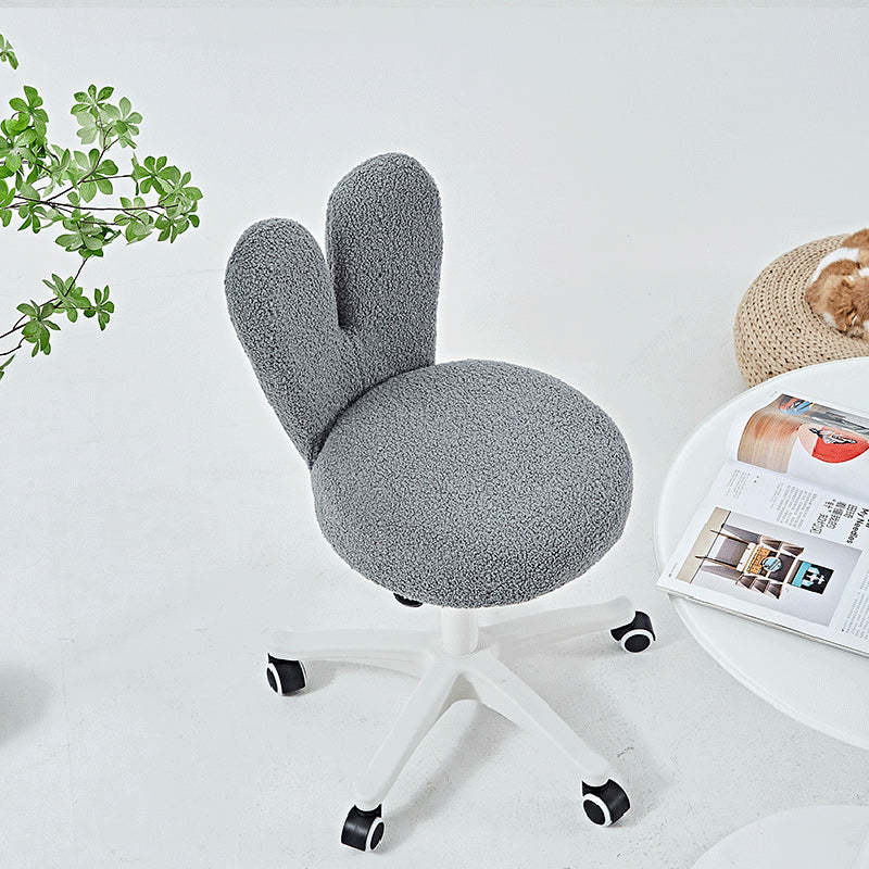 Minimalist Lambswool Metal Vanity Stool — Pink