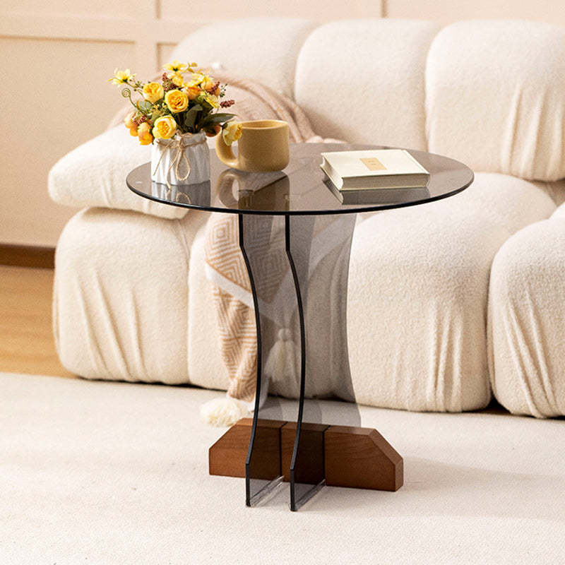 Minimalist Glass Solid Wood Coffee Table