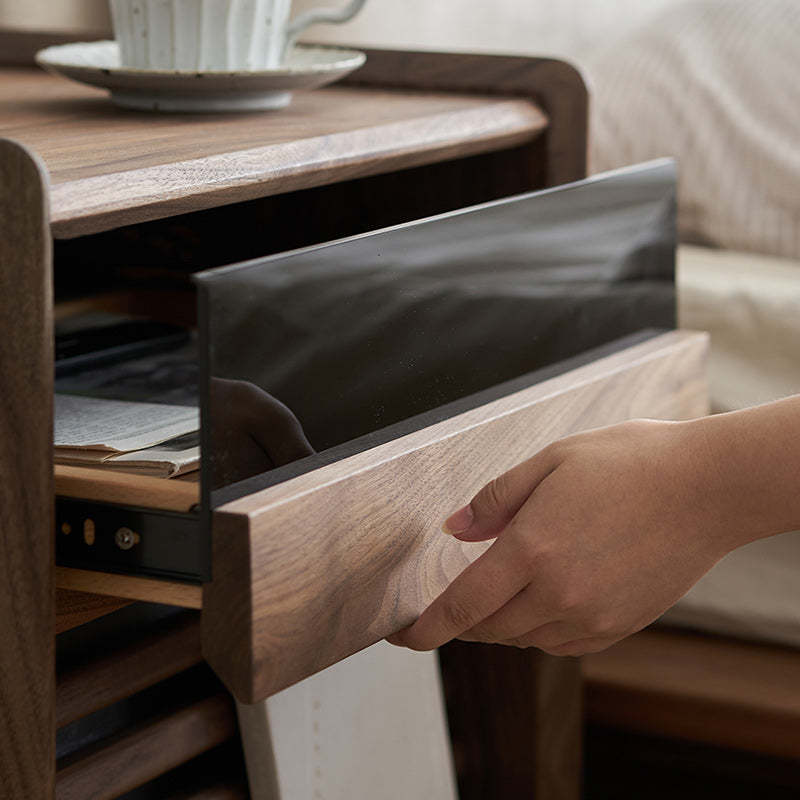Nordic Rectangular Wood 2-Drawer Nightstand