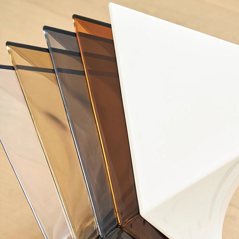 Minimalist Marble Glass Wood Triangle Corner End Table — Smoke Gray