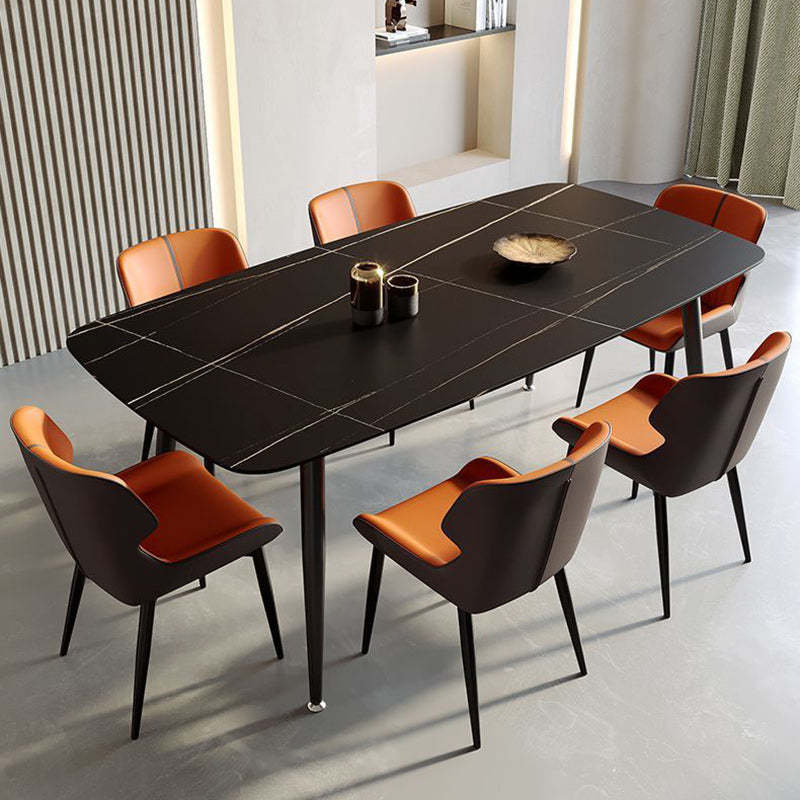 Scandinavian Leather Steel Vein Dining Chair — B / Dark Blue