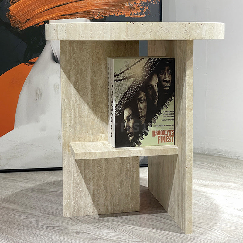 Nordic Travertine Chrysoprase Side Table