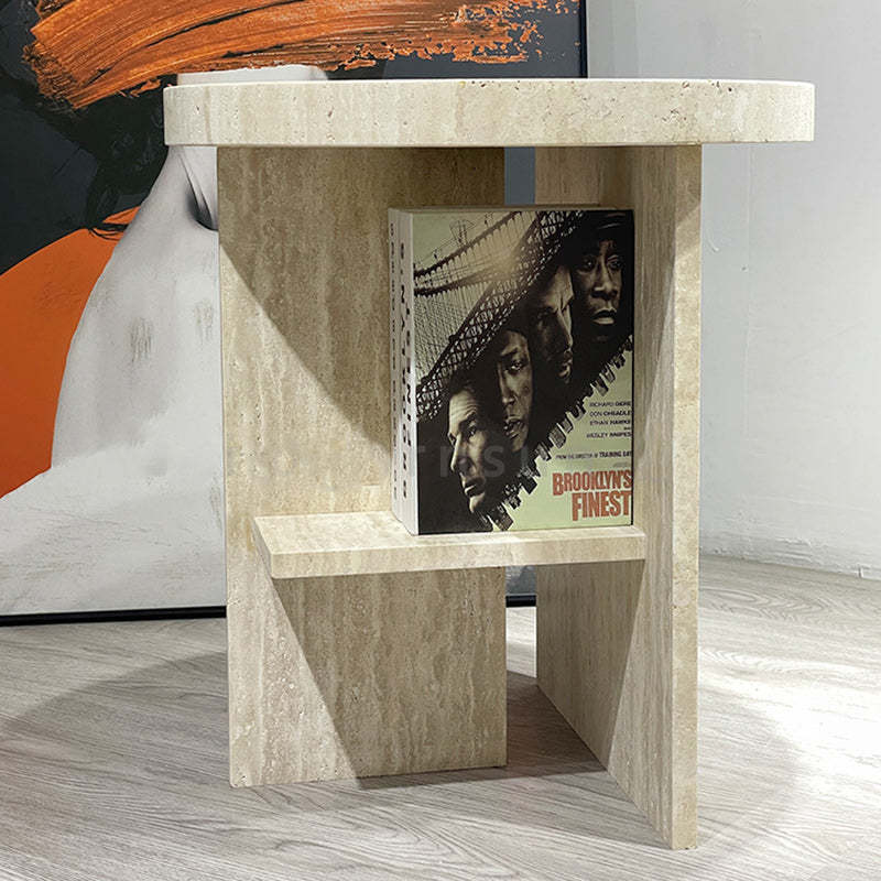 Nordic Travertine Chrysoprase Side Table