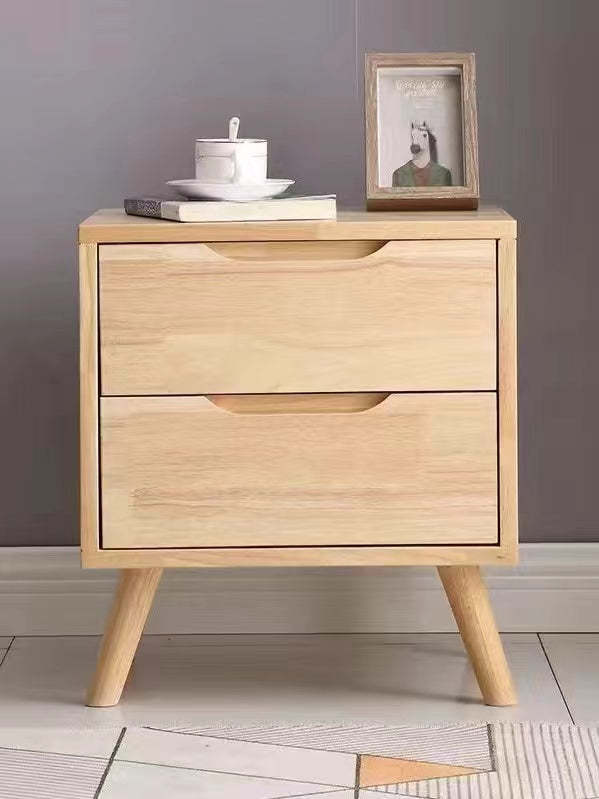 Minimalist Rubberwood Solid Wood Nightstand