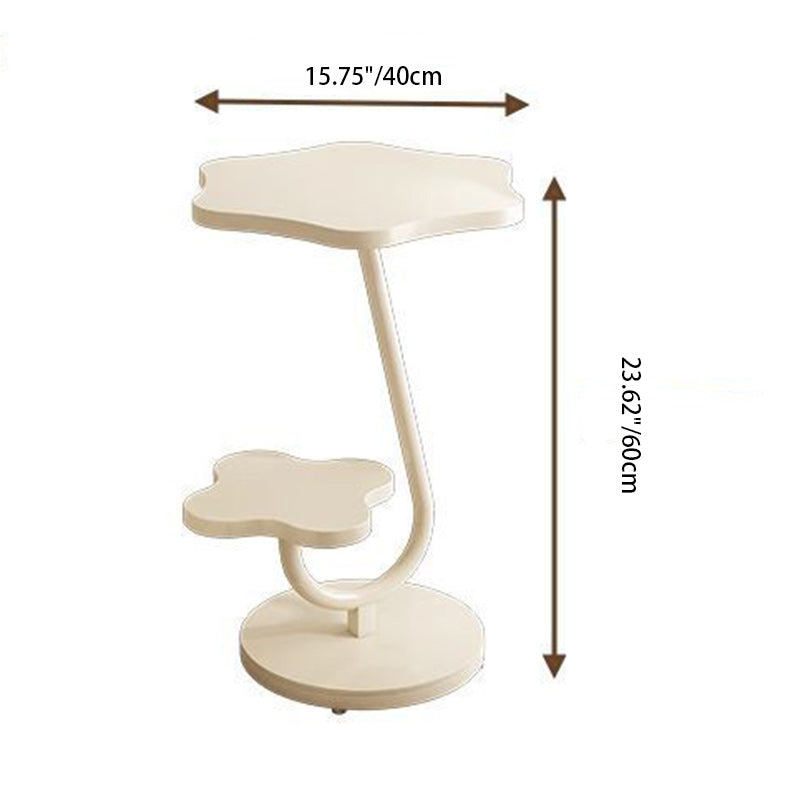 Minimalist Floral Wood Steel 2-Tier End Table
