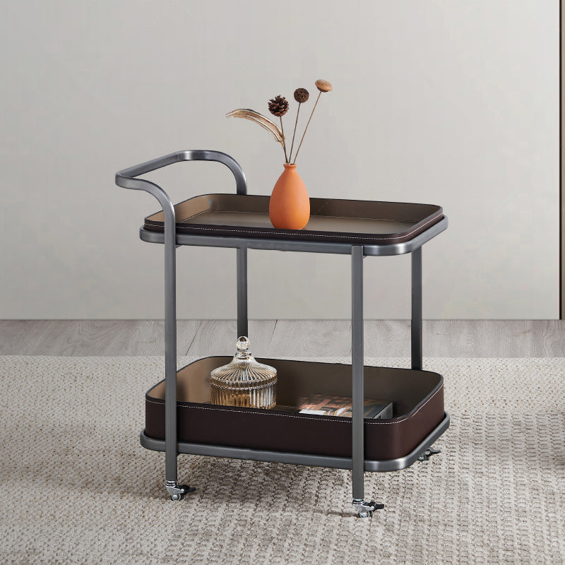 Nordic Leather Rectangular End Table 1-Storage