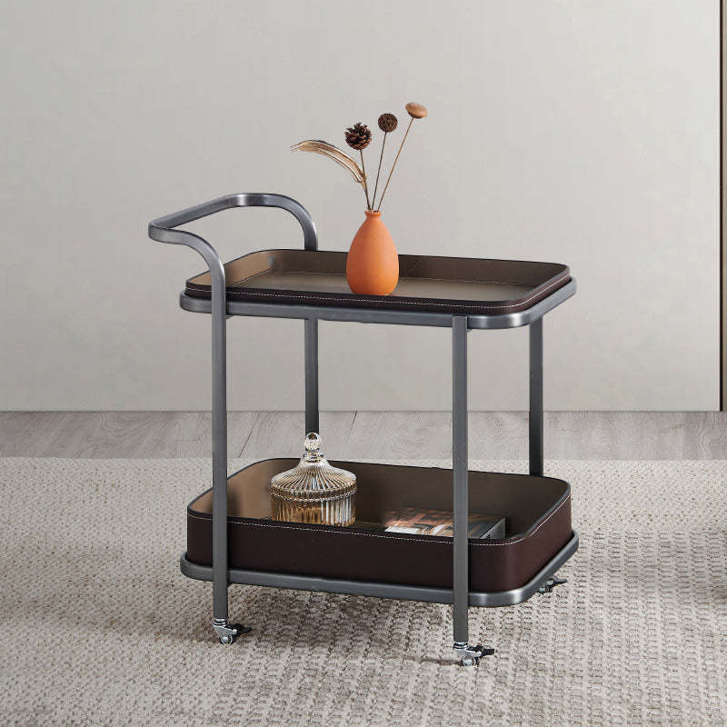 Nordic Leather Rectangular End Table 1-Storage