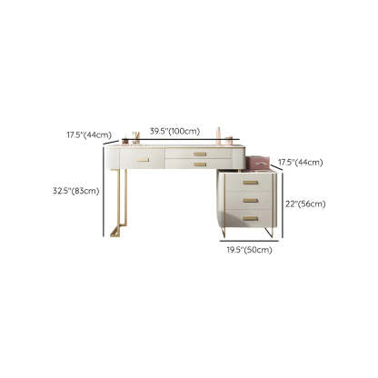 Off-White Stone-Top Wood Vanity with Drawers