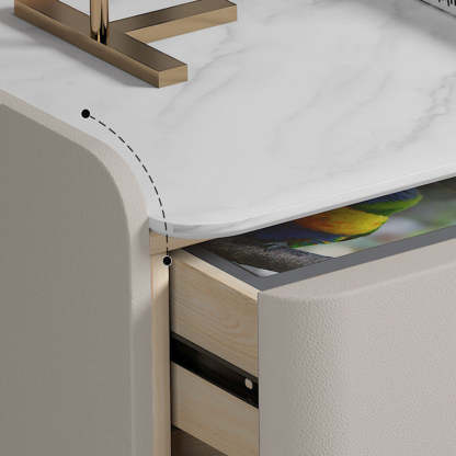 Modern Leather Pine Wood Carbon Steel Nightstand 2-Drawer