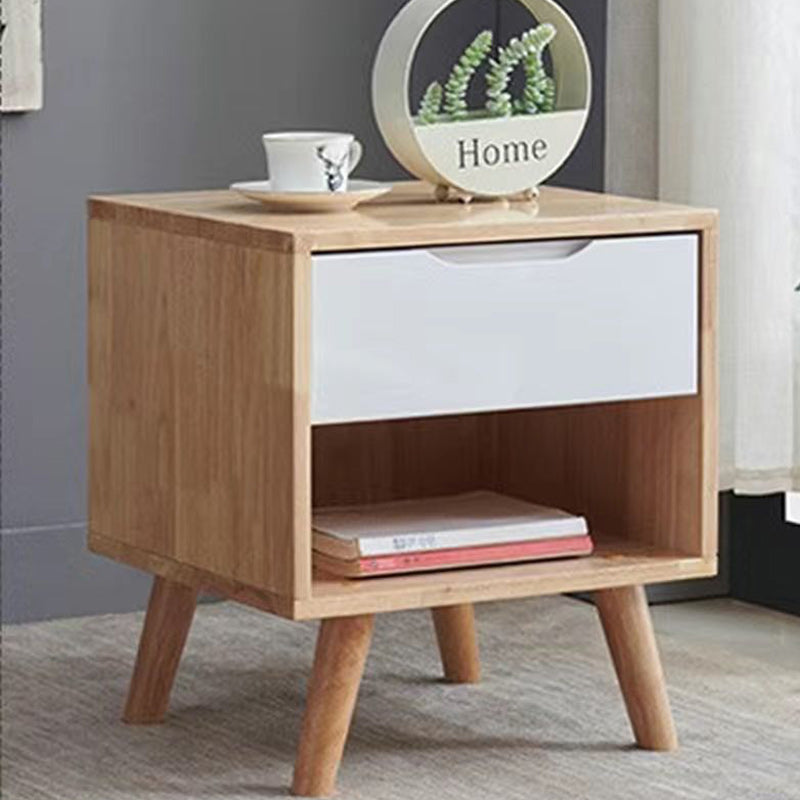 Minimalist Rubberwood Solid Wood Nightstand