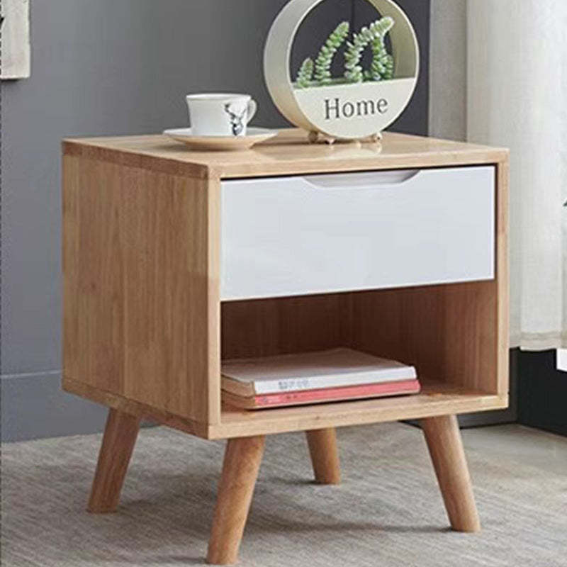 Minimalist Rubberwood Solid Wood Nightstand