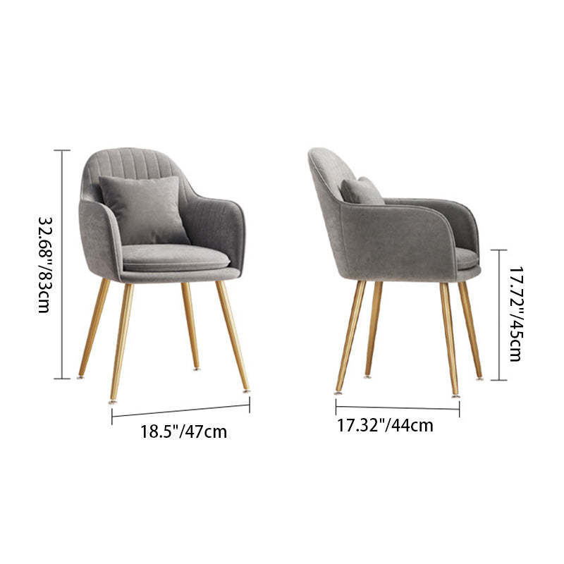Nordic Striped Velvet Steel Dining Chair — Without Pillow / White + Black Frame