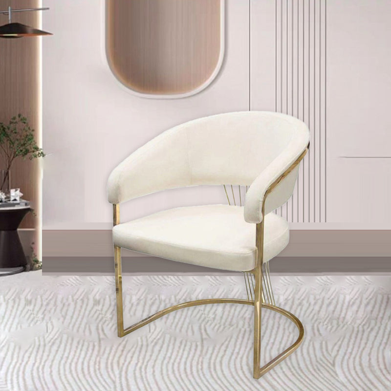 Minimalist Leather Metal Semi-Circular Curved Chair