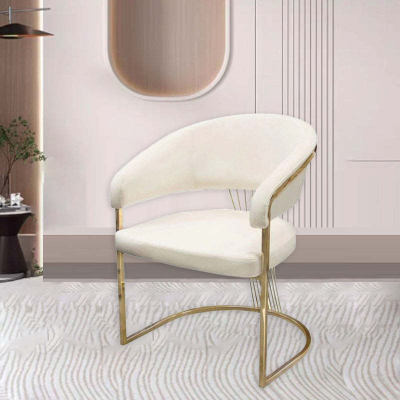 Minimalist Leather Metal Semi-Circular Curved Chair