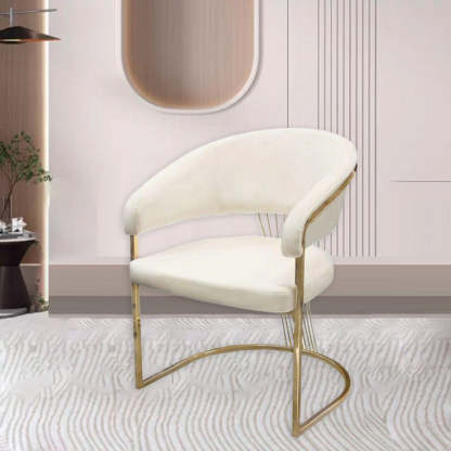 Minimalist Leather Metal Semi-Circular Curved Chair