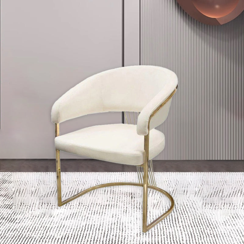 Minimalist Leather Metal Semi-Circular Curved Chair