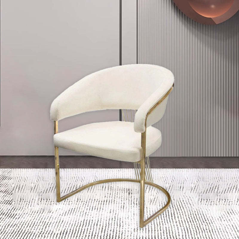 Minimalist Leather Metal Semi-Circular Curved Chair — Black