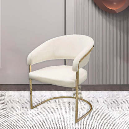 Minimalist Leather Metal Semi-Circular Curved Chair — Black