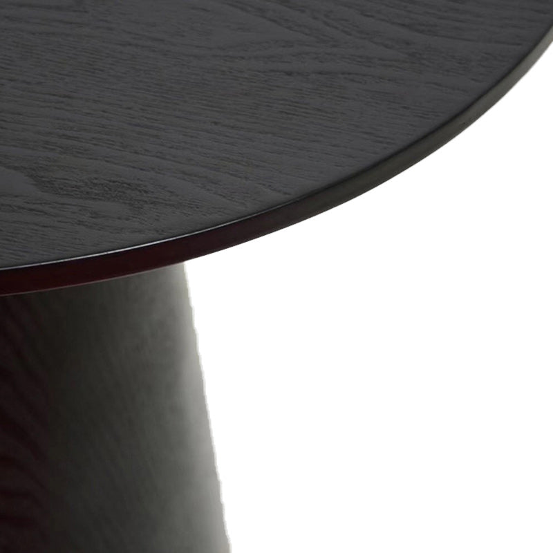 Minimalist Round White Ash Wood Coffee Table — Walnut Color