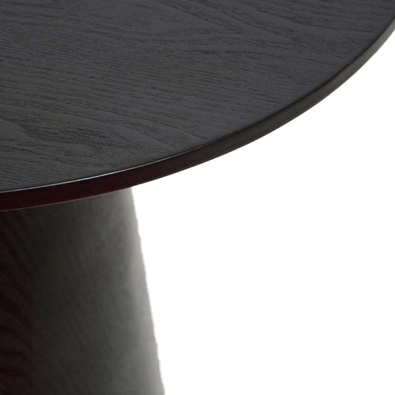 Minimalist Round White Ash Wood Coffee Table — Walnut Color