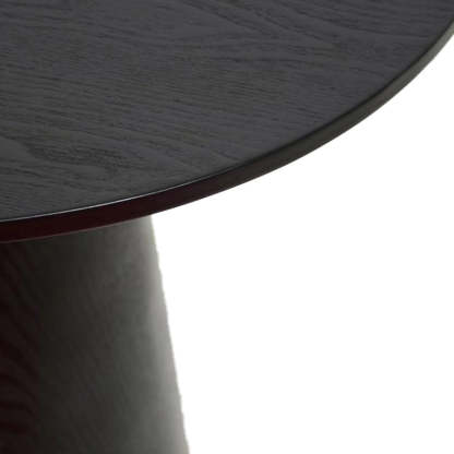 Minimalist Round White Ash Wood Coffee Table — Walnut Color