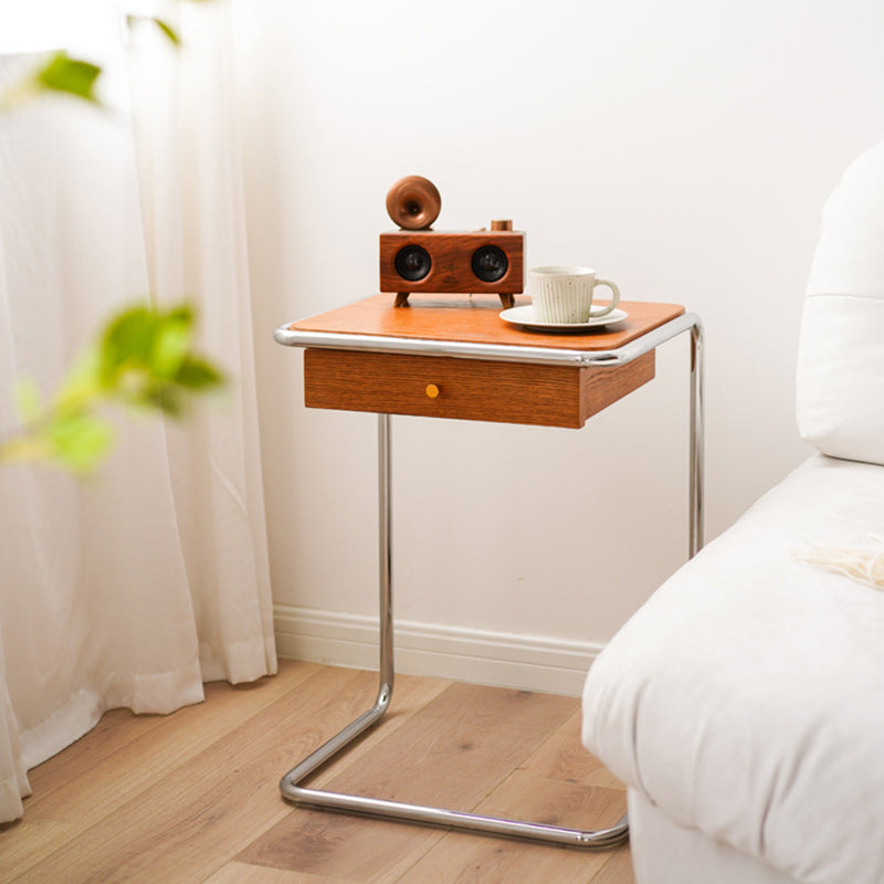 Minimalist Wood Steel End Table