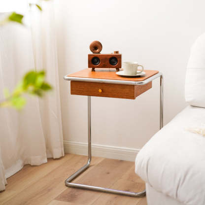 Minimalist Wood Steel End Table