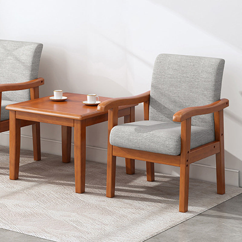 Modern Rubber Wood Cotton — 1 Chair With Beige Cushion / Walnut Color