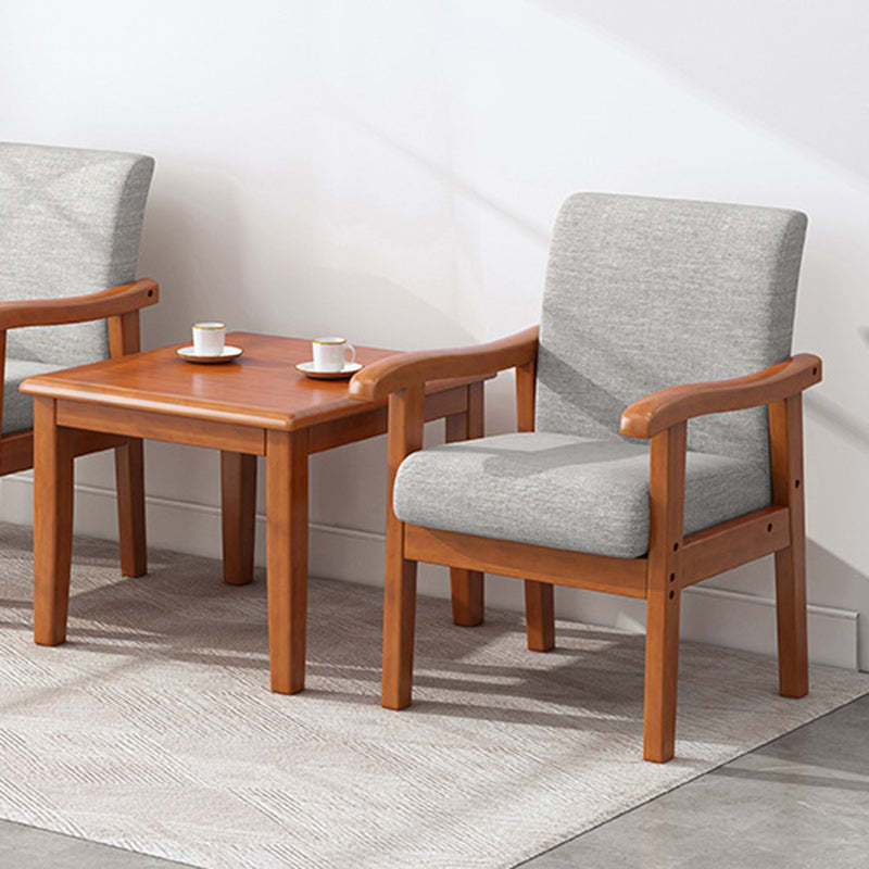 Modern Rubber Wood Cotton — 1 Chair With Beige Cushion / Walnut Color