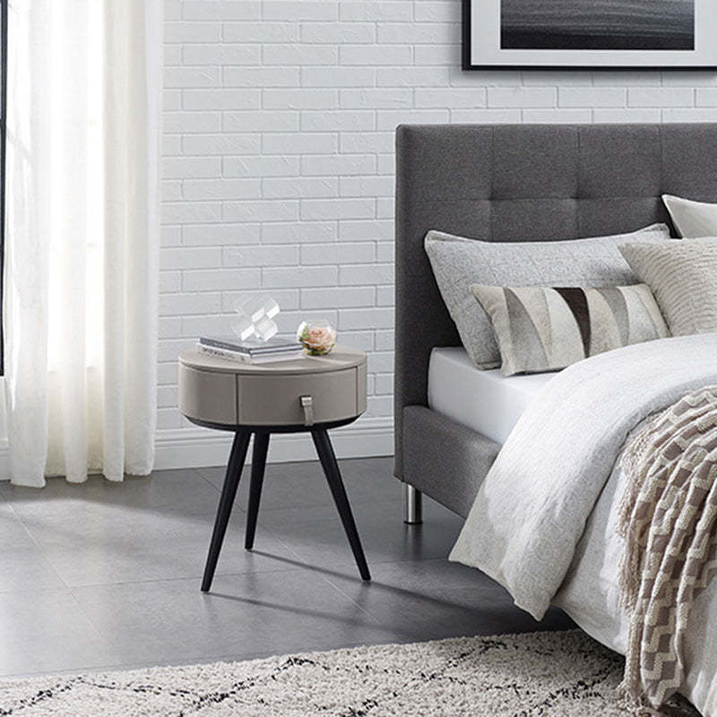 Modern Microfiber Leather Solid Wood Nightstand