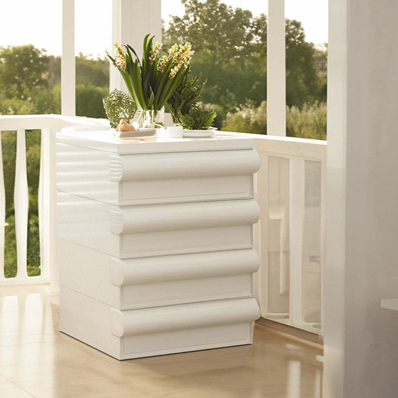 Scandinavian Cubic Movable Nightstand 2/3/4-Drawer — 4 / White & Red
