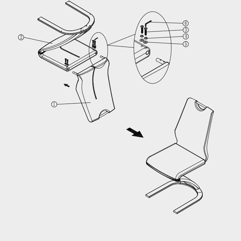 Minimalist U-Shape Titanium Leather Dining Chair