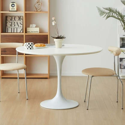 Scandinavian Leather Round Arc Dining Chair