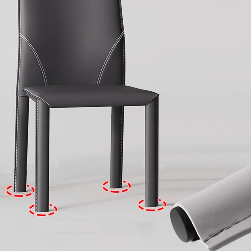 Modern Saddle Leather Carbon Steel Backless Dining Chair
