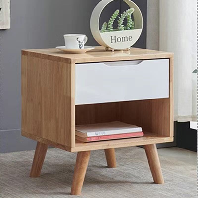 Minimalist Rubberwood Solid Wood Nightstand