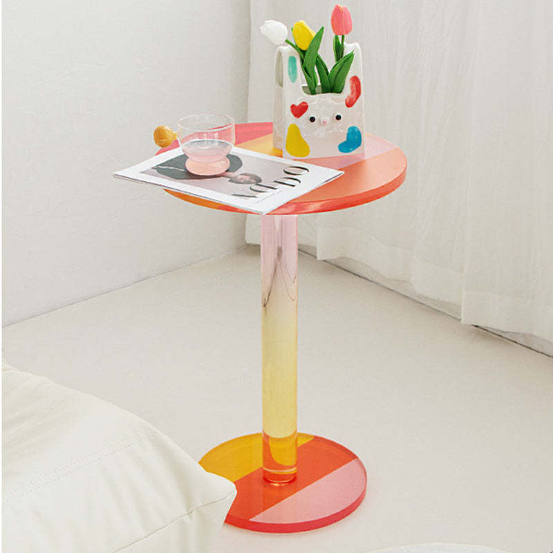 Contemporary Marble Acrylic Column End Table