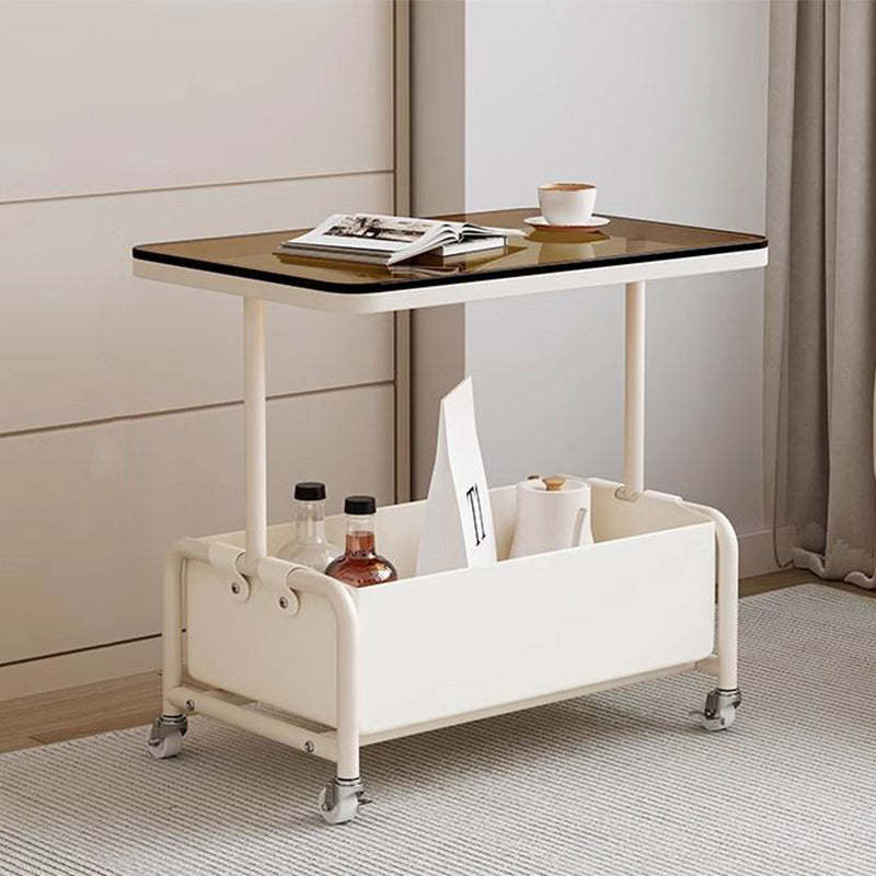 Modern Rectangular Iron Glass End Table