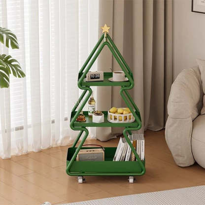 Modern Art Deco Christmas Tree Glass Side Table 3-Tier